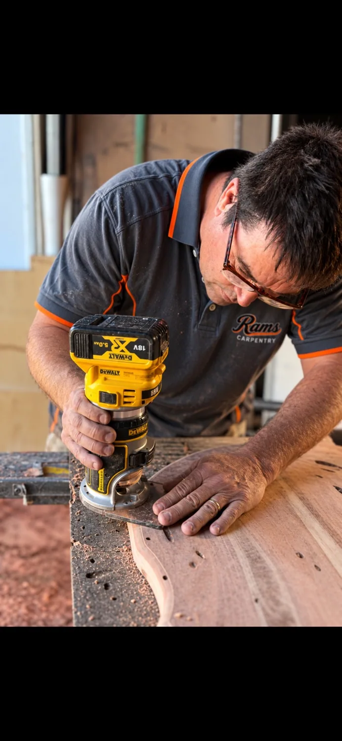 Rob working carefully on a timber piece